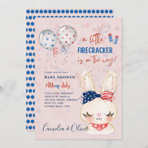 4 juillet BABY SHOWER INVITATION Firecracker Bunny