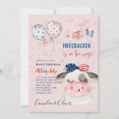 4 juillet BABY SHOWER INVITATION Firecracker Cow (Devant)