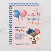 4 juillet BABY SHOWER INVITATION Firecracker Deer (Devant / Derrière)