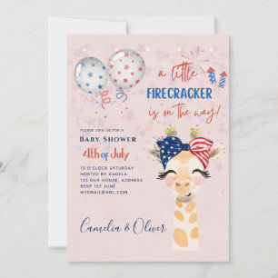 4 juillet BABY SHOWER INVITATION Firecracker Giraf