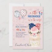 4 juillet BABY SHOWER INVITATION Firecracker Llama (Devant)