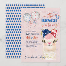 4 juillet BABY SHOWER INVITATION Firecracker Llama