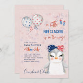 4 juillet BABY SHOWER INVITATION Firecracker Pengu (Devant / Derrière)