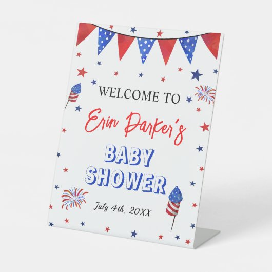 4 juillet Baby shower, panneau central de bienvenu (Recto)