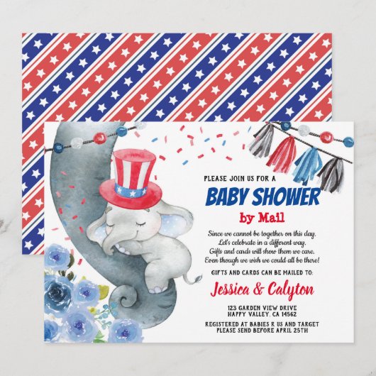 4 juillet Baby shower par invitation postale (Devant / Derrière)