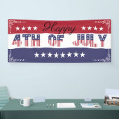 4 juillet bannière étoilée bleue blanche rouge (Salon professionnel)