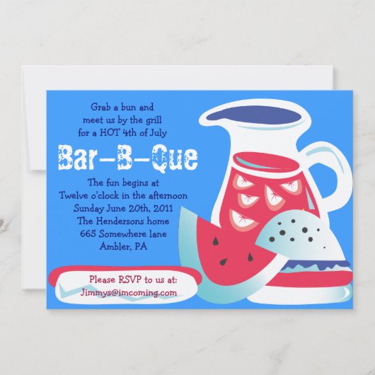 4 juillet Bar-B-Que Invitation à la fête d'été (Devant)