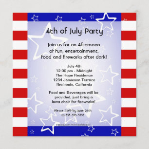 4 juillet Barbecue / Invitation de la fête Rouge B