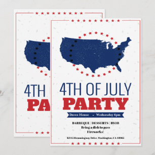 4 juillet Barbeque Party Invitation Amérique Carte