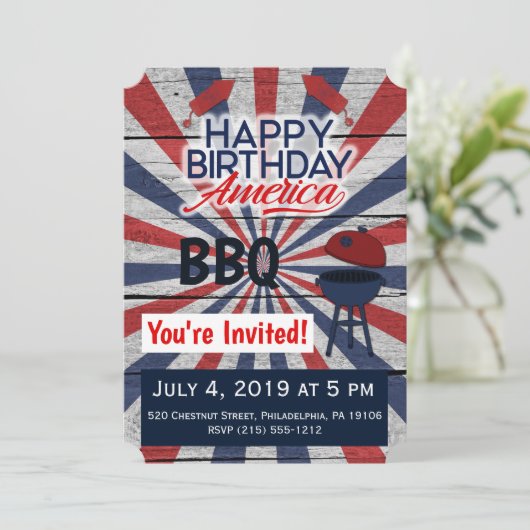 4 juillet BBQ Bonne invitation à plat pour l'Améri (Debout devant)