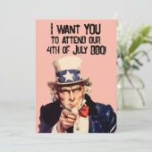 4 JUILLET BBQ ONCLE MÊME PARTI Invitations (Debout devant)