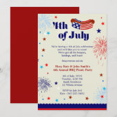 4 juillet BBQ Picnic Invitation Party (Devant / Derrière)