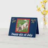 4 juillet carte avec Basset Hound et Rocket (Fleur jaune)