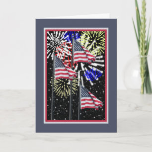 4 juillet Carte avec drapeaux et feux d'artifice