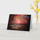 4 juillet Carte d'anniversaire avec coucher de sol (Fleur jaune)