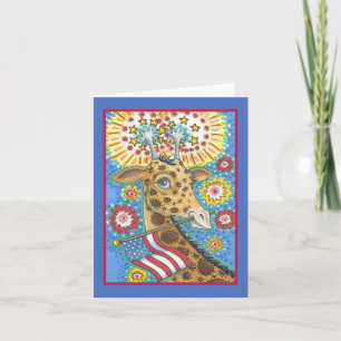 4 juillet, CARTE DE NOTE GIRAFFE PATRIOTIQUE Vide