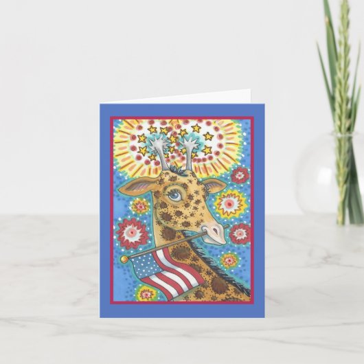 4 juillet, CARTE DE NOTE GIRAFFE PATRIOTIQUE Vide (Devant)