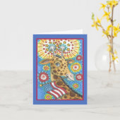 4 juillet, CARTE DE NOTE GIRAFFE PATRIOTIQUE Vide (Fleur jaune)