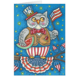 4 juillet CARTE DE REMARQUE OWL PATRIOTIQUE Vide