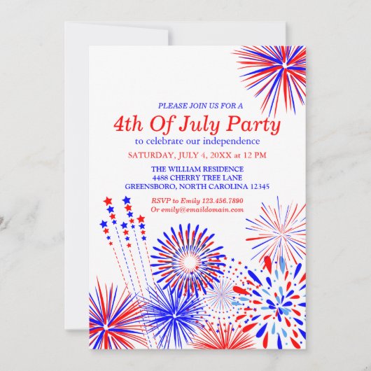 4 juillet carte faite sur commande d'invitation de (Devant)