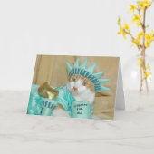 4 juillet carte orange patriotique de chat (Fleur jaune)