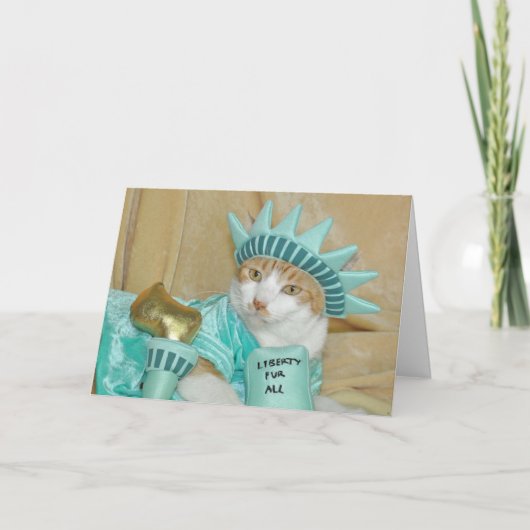 4 juillet carte orange patriotique de chat (Devant)