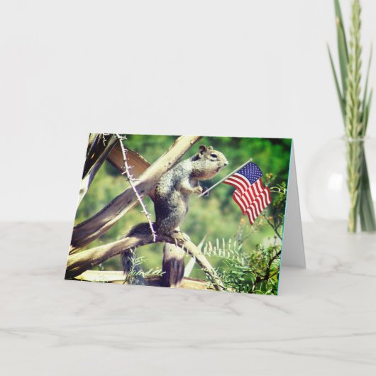 "4 juillet !" Carte Patriotique Squirrel Holiday (Devant)