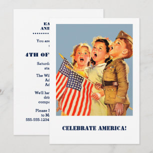 4 juillet Événement Invitation artistique Vintag