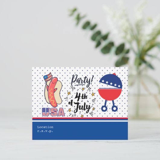 4 juillet Fête Barbecue invitation (Debout devant)