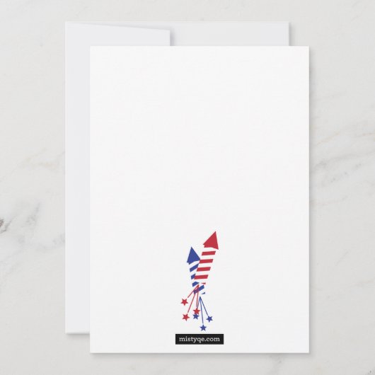 4 Juillet Feu d'artifice Rockets BBQ Invitation (Dos)