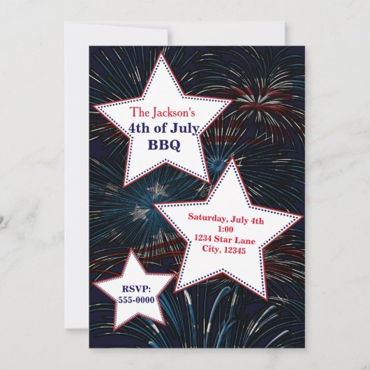 4 juillet FEU & ÉTOILES Invitation de la fête (Devant)