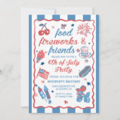4 juillet Fireworks America Drapeau BBQ Invitation (Devant)