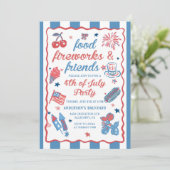 4 juillet Fireworks America Drapeau BBQ Invitation (Debout devant)