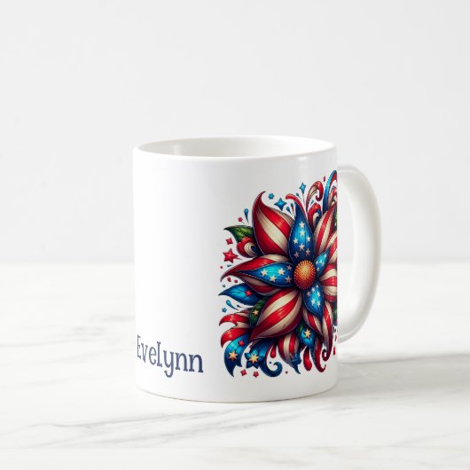4 juillet floral personnalisé café Mug (Devant droit)