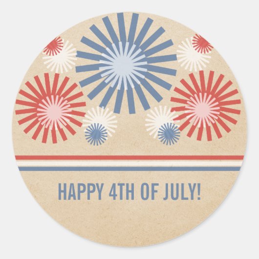 4 juillet Funky Fireworks & Stripes Stickers (Devant)