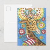 4 JUILLET GIRAFFE PATRIOTIQUE, CARTE POSTALE DE VA (Devant / Derrière)