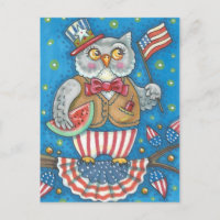 4 juillet HIBOU de HUÉE, OISEAU, CARTE POSTALE de