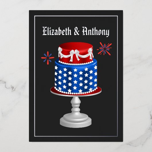 4 juillet Indépendance Mariage Foil Invitation (Recto)