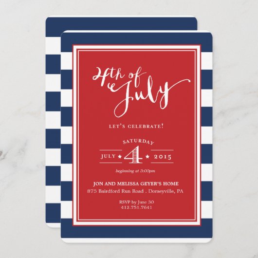 4 juillet invitation (Devant / Derrière)
