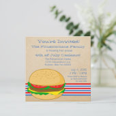 4 juillet Invitation barbecue rayé (Debout devant)