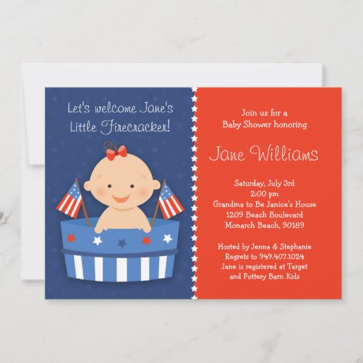 4 juillet invitation de baby shower (Devant)