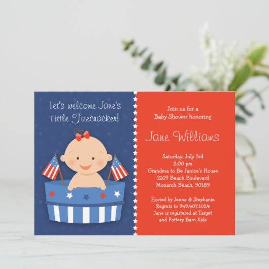 4 juillet invitation de baby shower (Debout devant)
