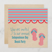4 juillet Invitation de Beach Party (Devant / Derrière)