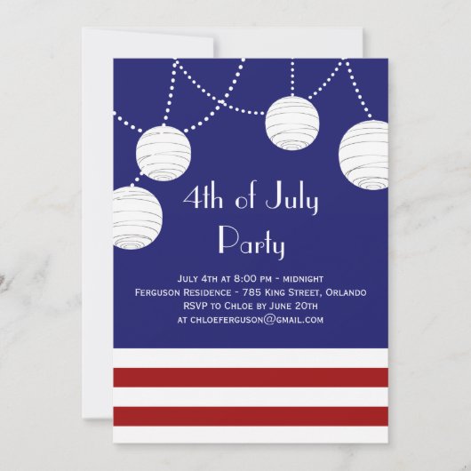 4 juillet invitation de lanternes de partie (Devant)