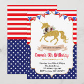 4 juillet invitation de licorne (Devant / Derrière)