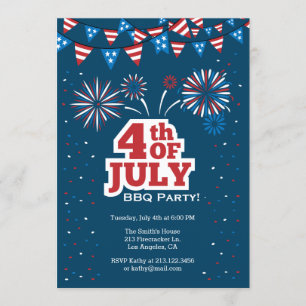 4 juillet invitation de partie de BBQ de