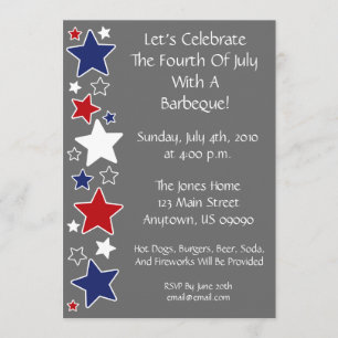 4 juillet invitation (étoiles blanches et bleues