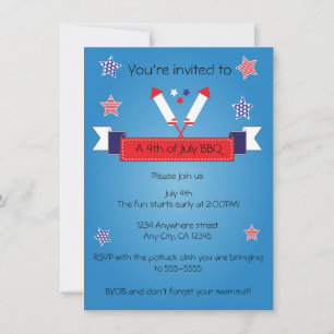 4 juillet invitation Patriotic Firecracker