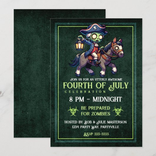 4 juillet Invitation Zombie (Devant / Derrière)