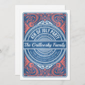 4 juillet Invitations BBQ Rouge Blanc & Bleu (Devant / Derrière)